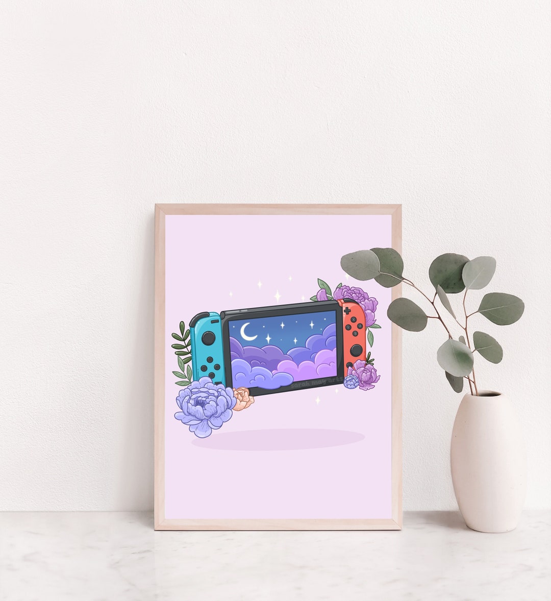 Switch Prints Nintendo Switch Print | Fine Line Video Game Floral Art - Etsy