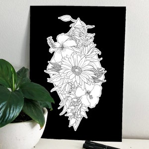 Diamond Art Print | Fine Line Floral Art