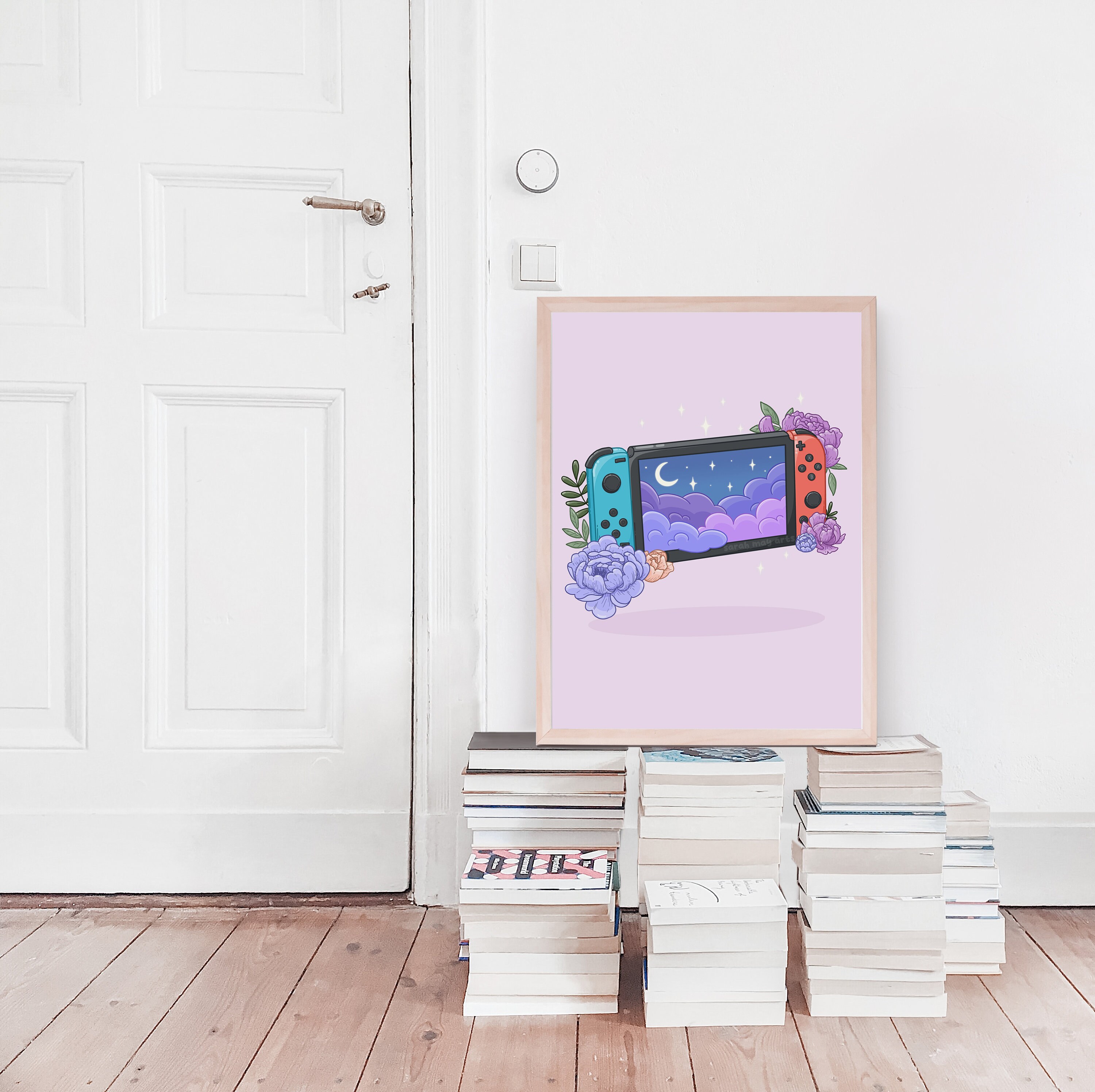 Nintendo Switch Print | Fine Line Video Game Floral Art - Etsy
