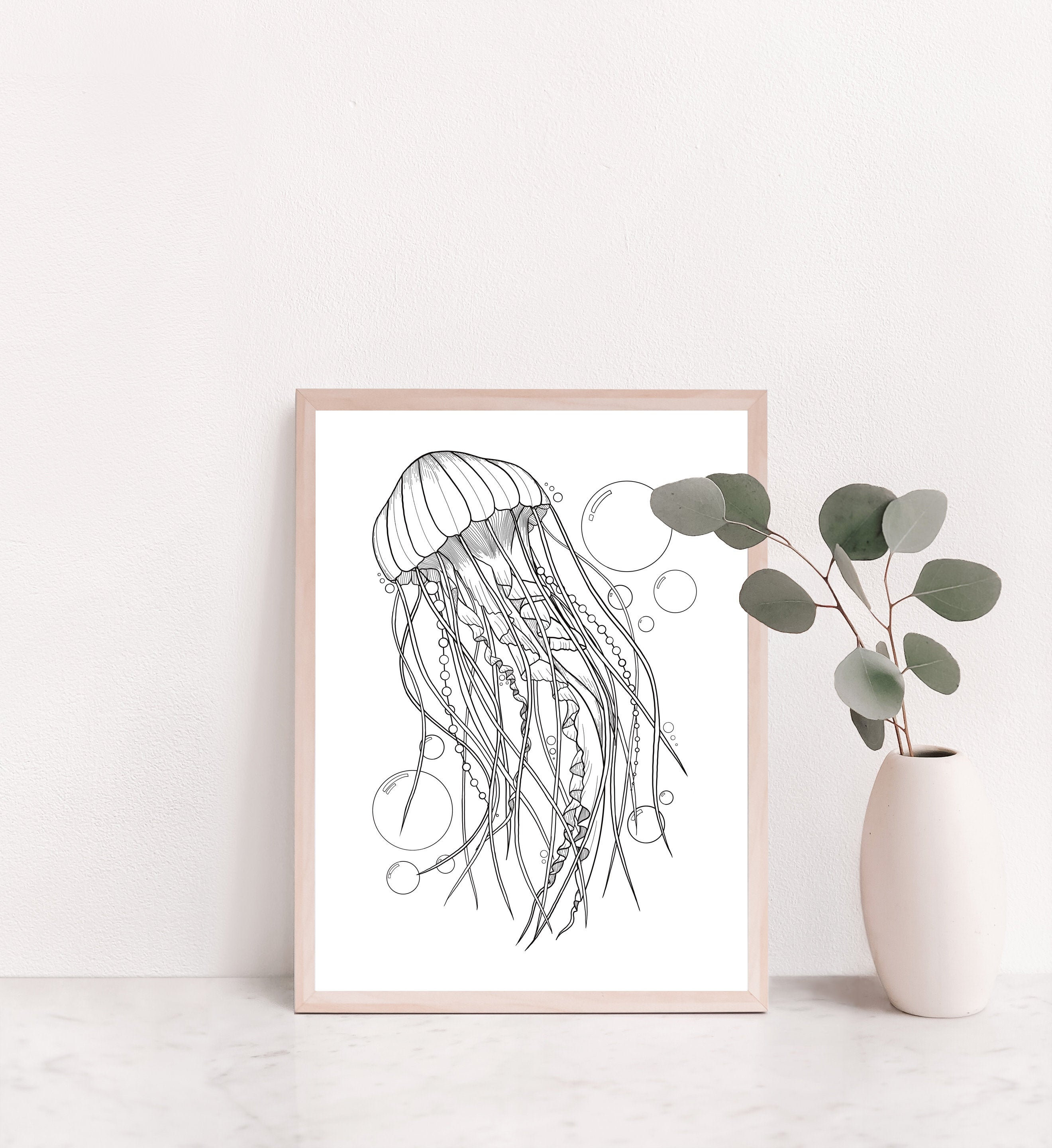Jellyfish Art Print, Canadian Artist, Pen On Paper Co