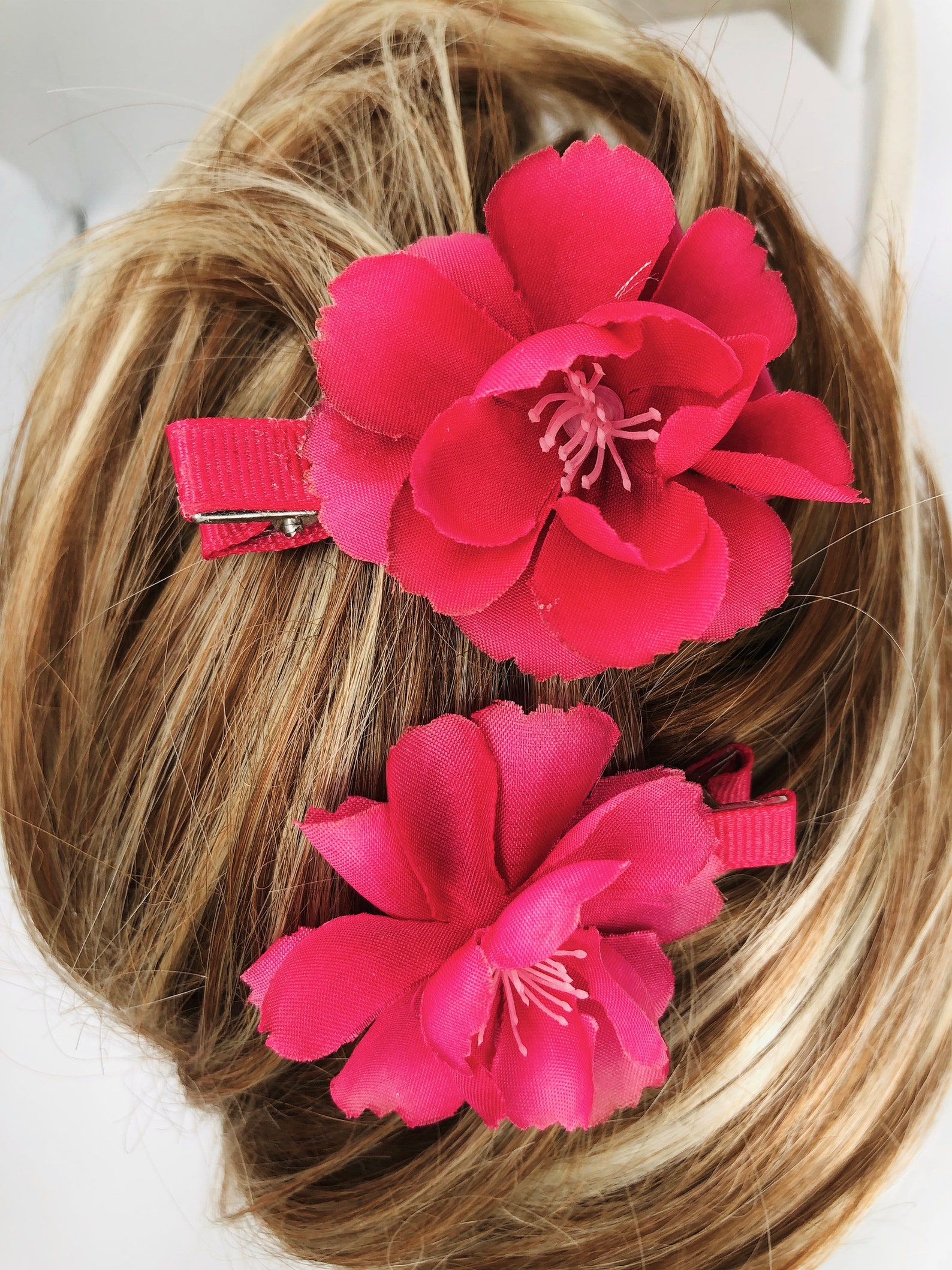Flower Hair Clips Realistic Flowers Artificial Flower Clips Etsy