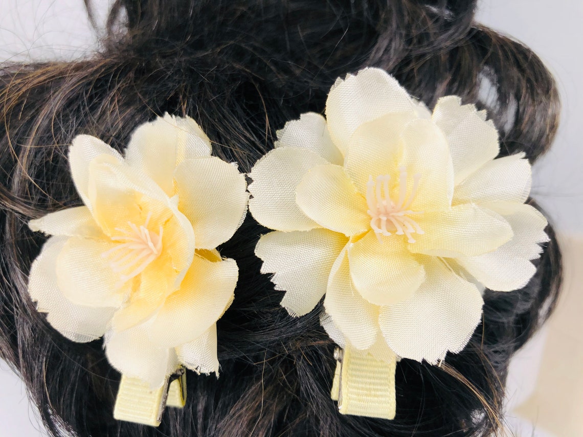 Flower Hair Clips Realistic Flowers Artificial Flower Clips Etsy