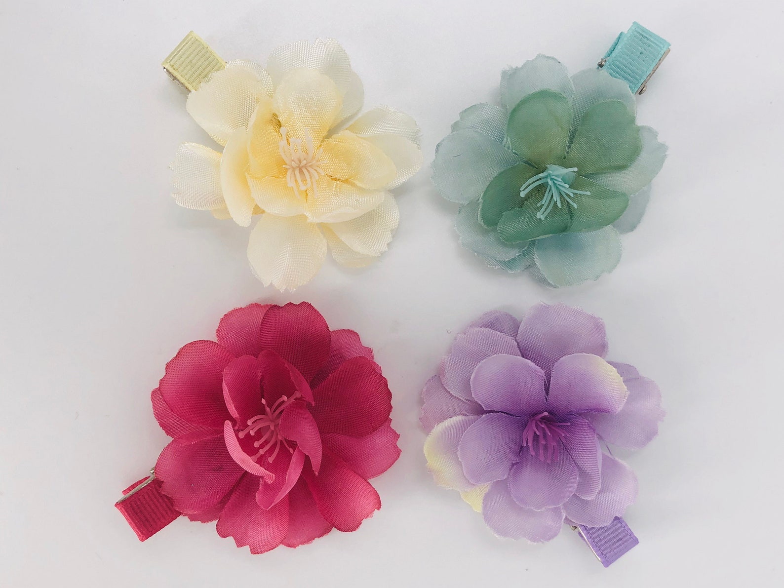 Blue Sparkly Flower Hair Clips - wide 4
