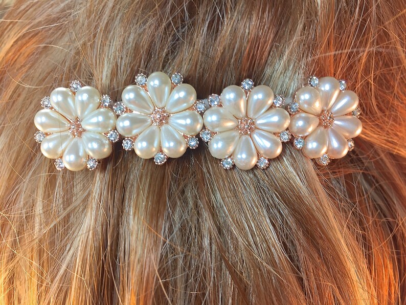 Wedding Barrette Pearl Barrette Bridal Barrette Flower Etsy