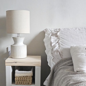 Chunky Wooden Bedside Table: Solid Wood End Table, Customizable Height
