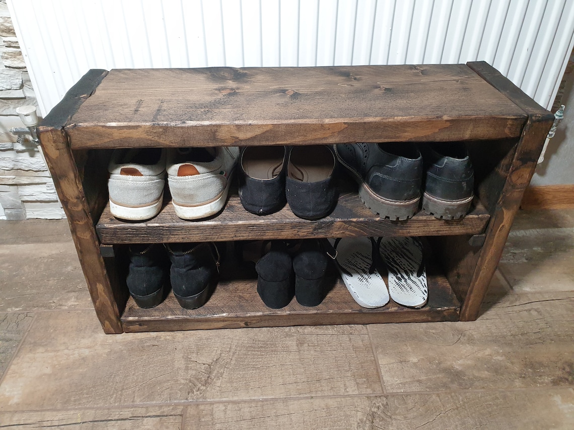 Solid Rustic Shoe Rack Farmhouse Shoe Storage Handmade Etsy