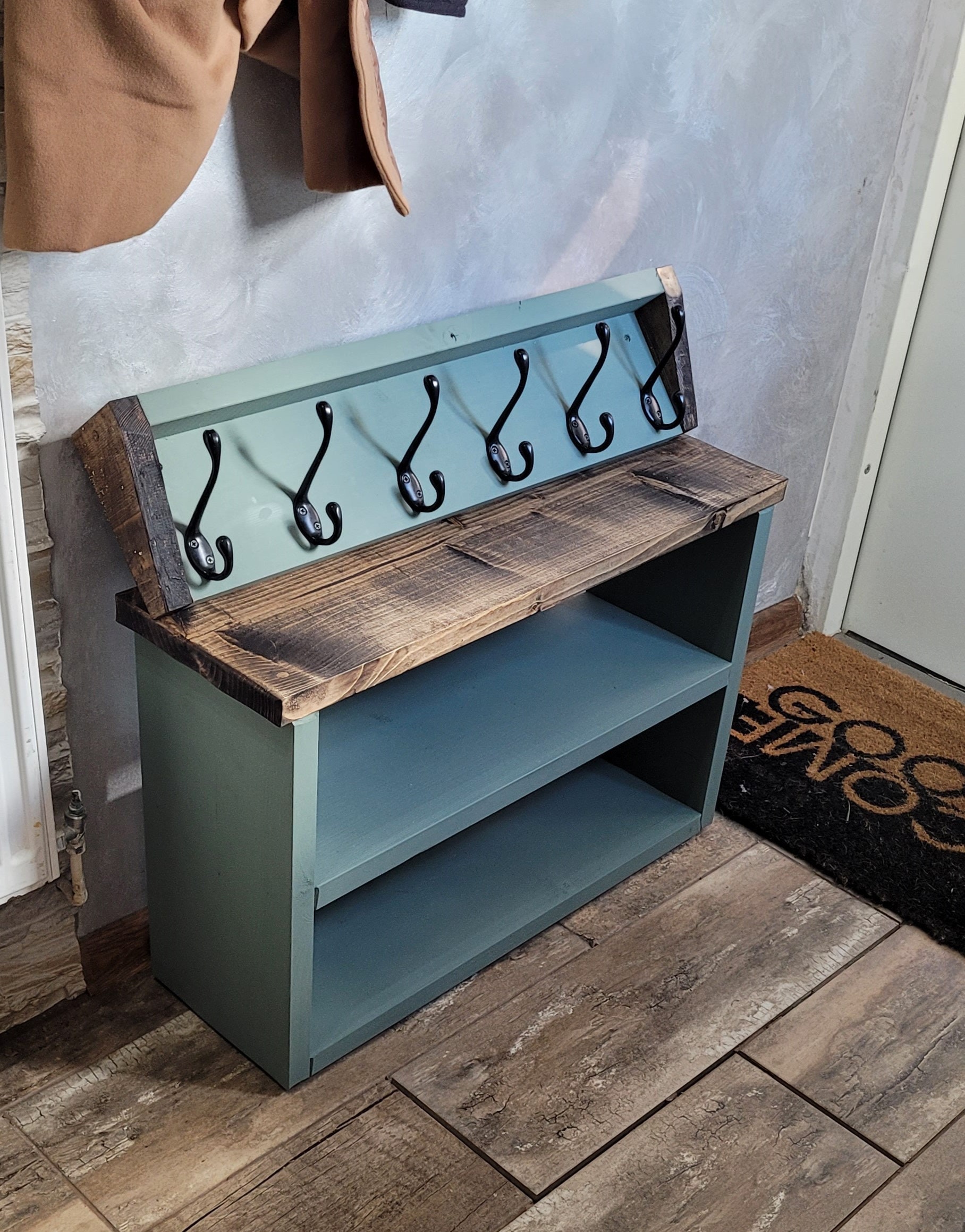 Rustic Handmade Crate Shoe Rack and Bench. Easy to Fix Together, No  Drilling. Excellent Quality Sturdy Shoe Storage. Dark Brown. 