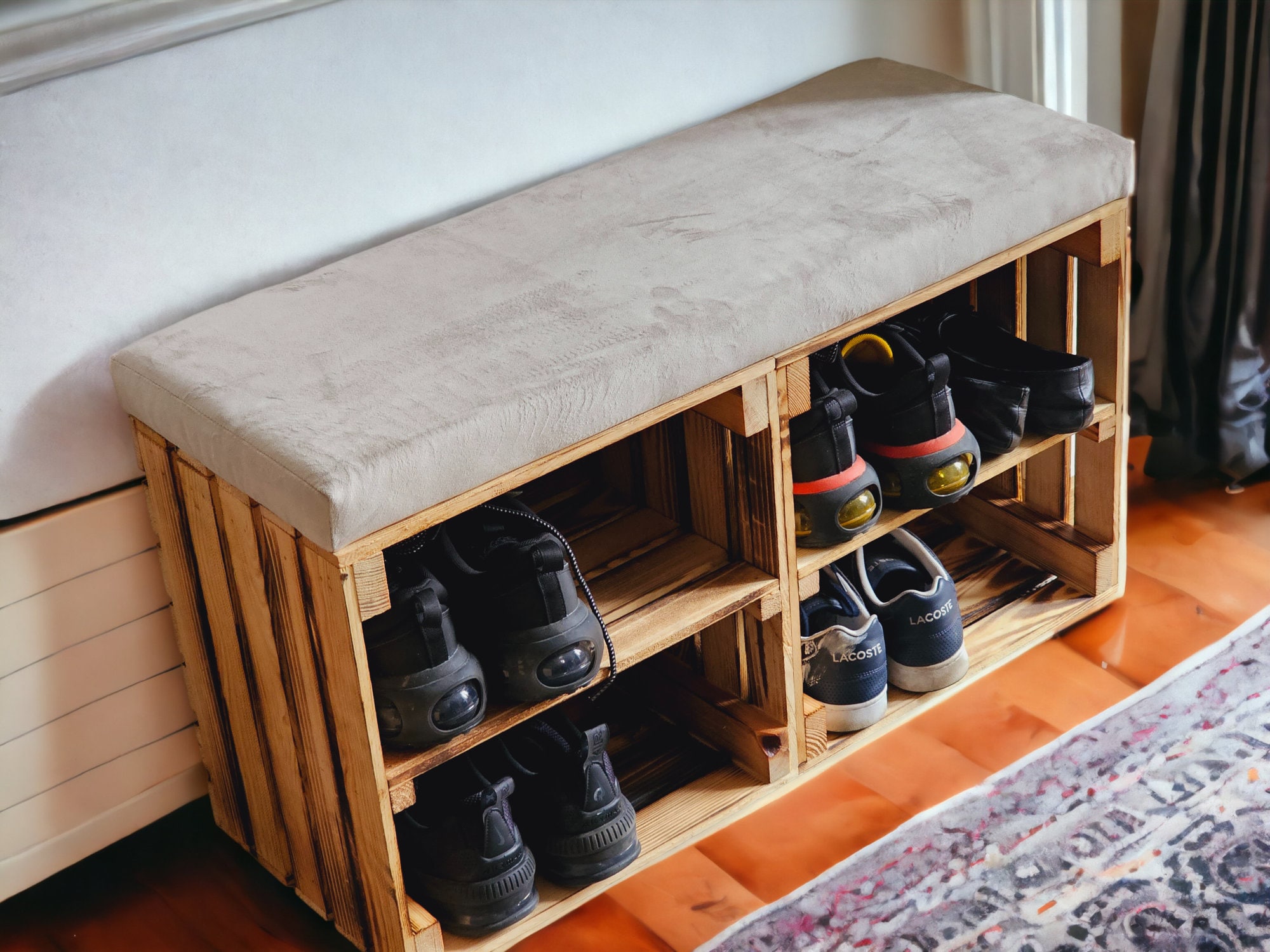 Solid Bespoke Wooden Handmade Shoe Rack Bench With Waxed Top 30 Cm  Deep,coat Rack or Set 