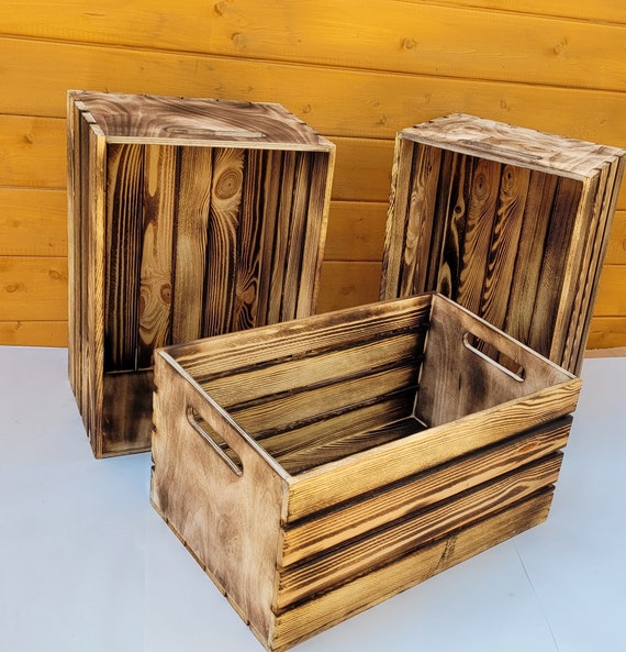 Rustic Wooden Crates: Solid Storage Boxes with Handles