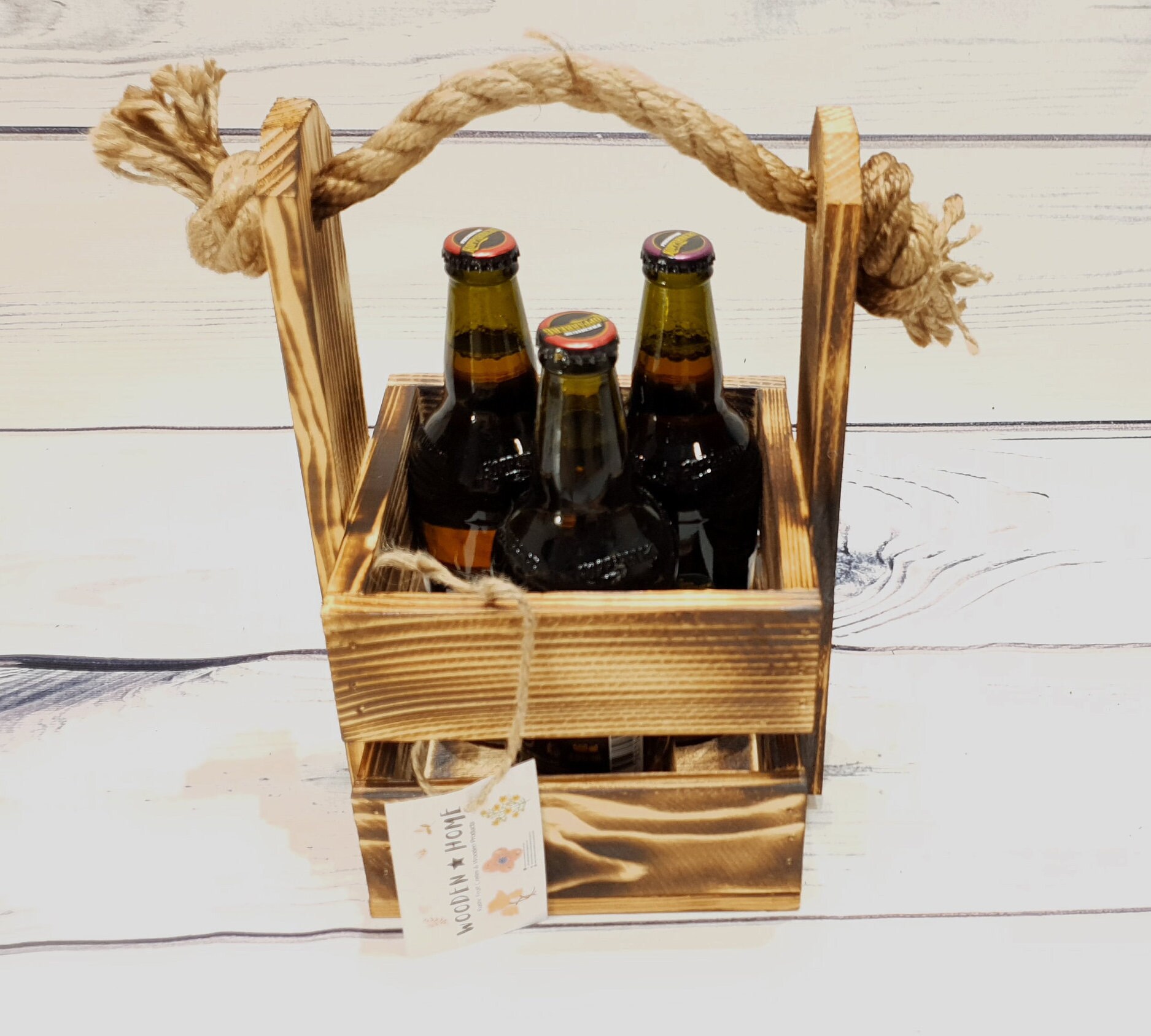 Wooden Beer Carrier Holder With Rope Beer Crate/cider | Etsy UK