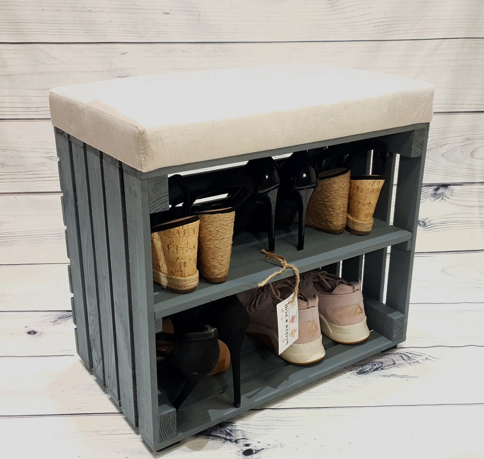 Wooden Crate Bench With Upholstered Seat Apple Crate With Etsy UK