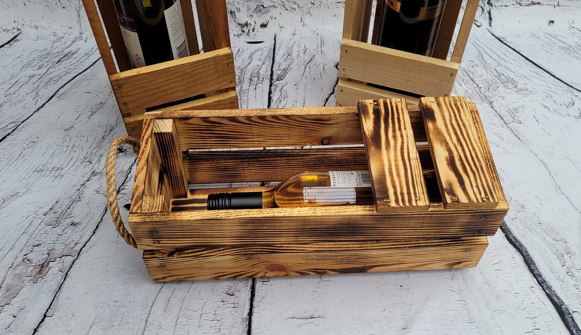 Single Wooden Wine Box Wine Crate Gift Box Wine Holder Etsy UK