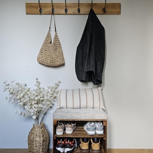 Solid wood crate shoe rack bench handmade for hallway storage