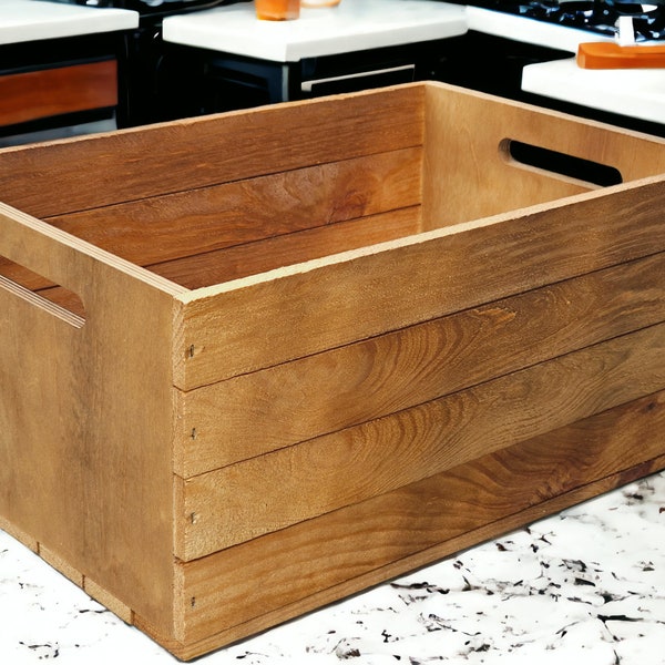 Rustic Wooden Apple Crate with handles,storage box,rustic wedding, farm style wooden crate