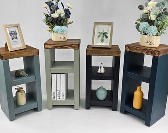 Chunky Wooden Bedside Table: Solid Wood End Table with Shelf