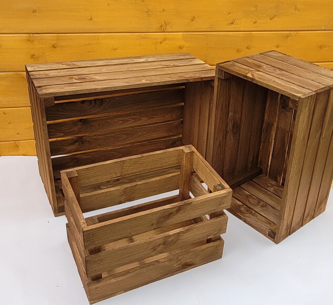Set of Wooden Crates Rustic display Wooden boxes Rustic Etsy