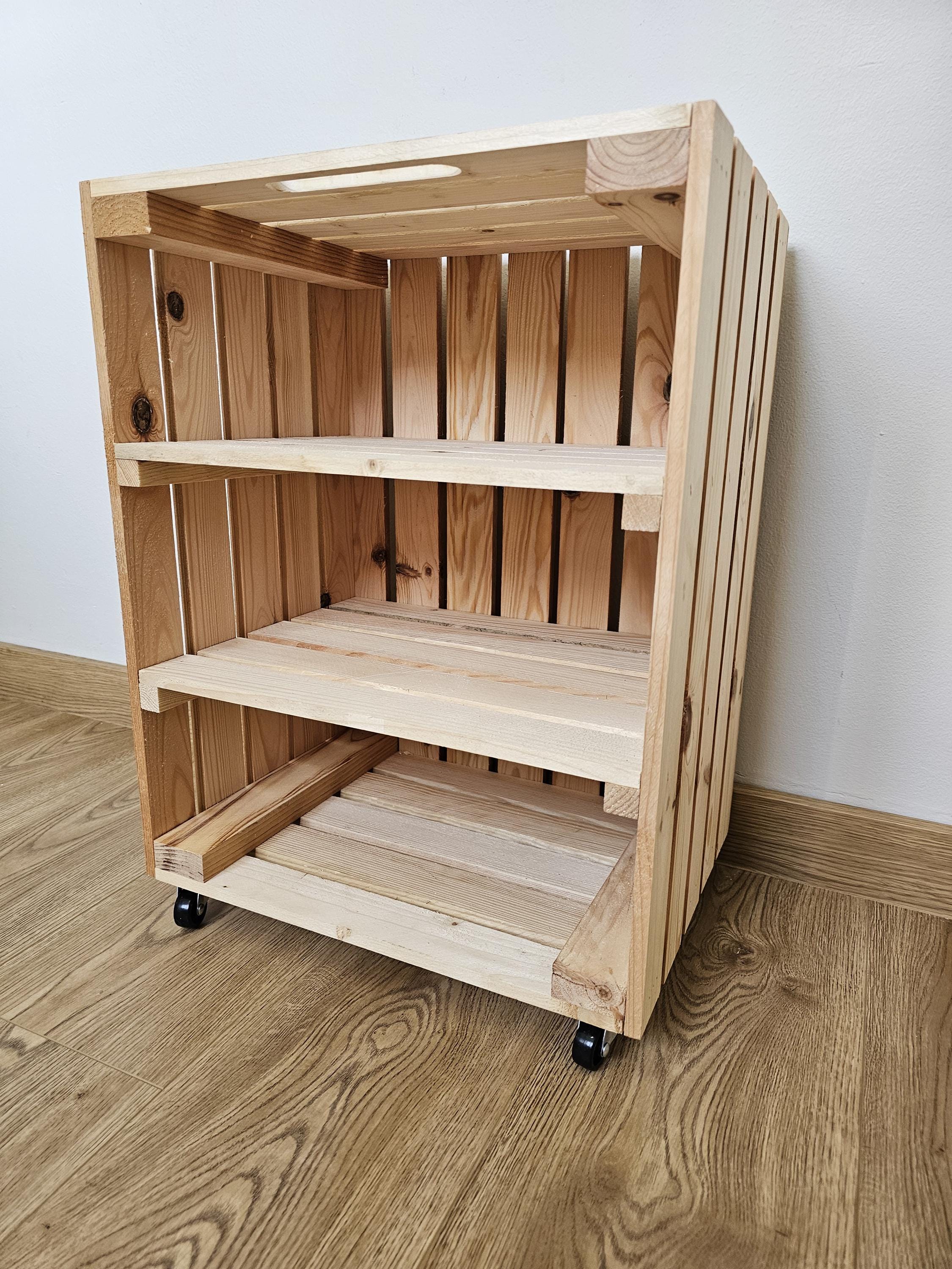 Wooden Crate With Shelves: Rustic Storage Box on Wheels - Etsy