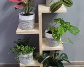 Rustic 6 Tier Ladder Wooden Solid Plant Stand Wooden Shelf Plant Pot Holder Tall Plant Display Flower Stand Indoor Ladder Planter Shelves