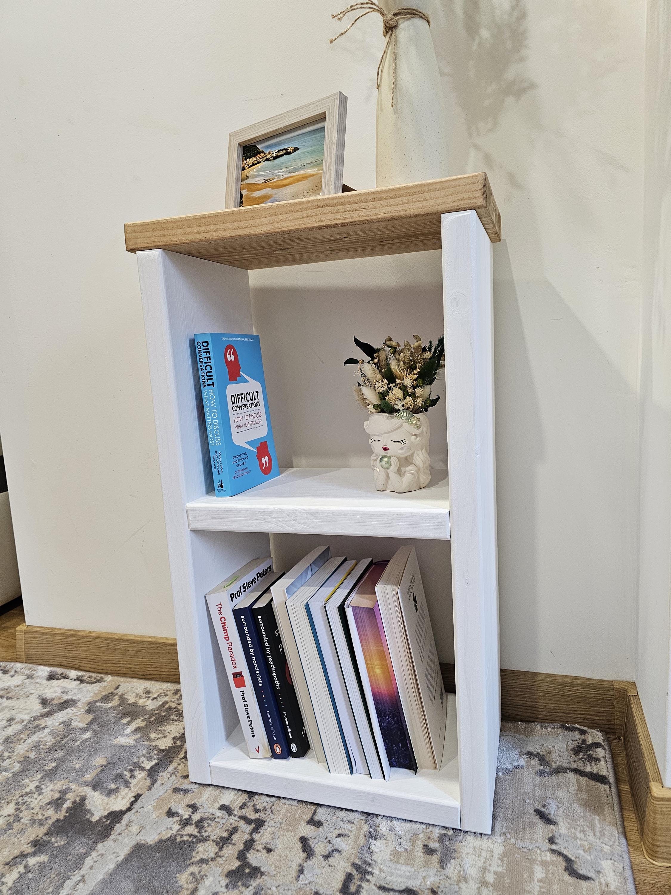 Solid Wood Bedside Table Bookcase: Narrow Standing Shelf