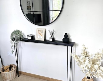 Handmade Narrow Farmhouse Console Table: Radiator Cover with Hairpin Legs