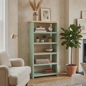 Handmade Solid Wood Bookcase: Painted Base, Waxed Top 2 sizes available image 2