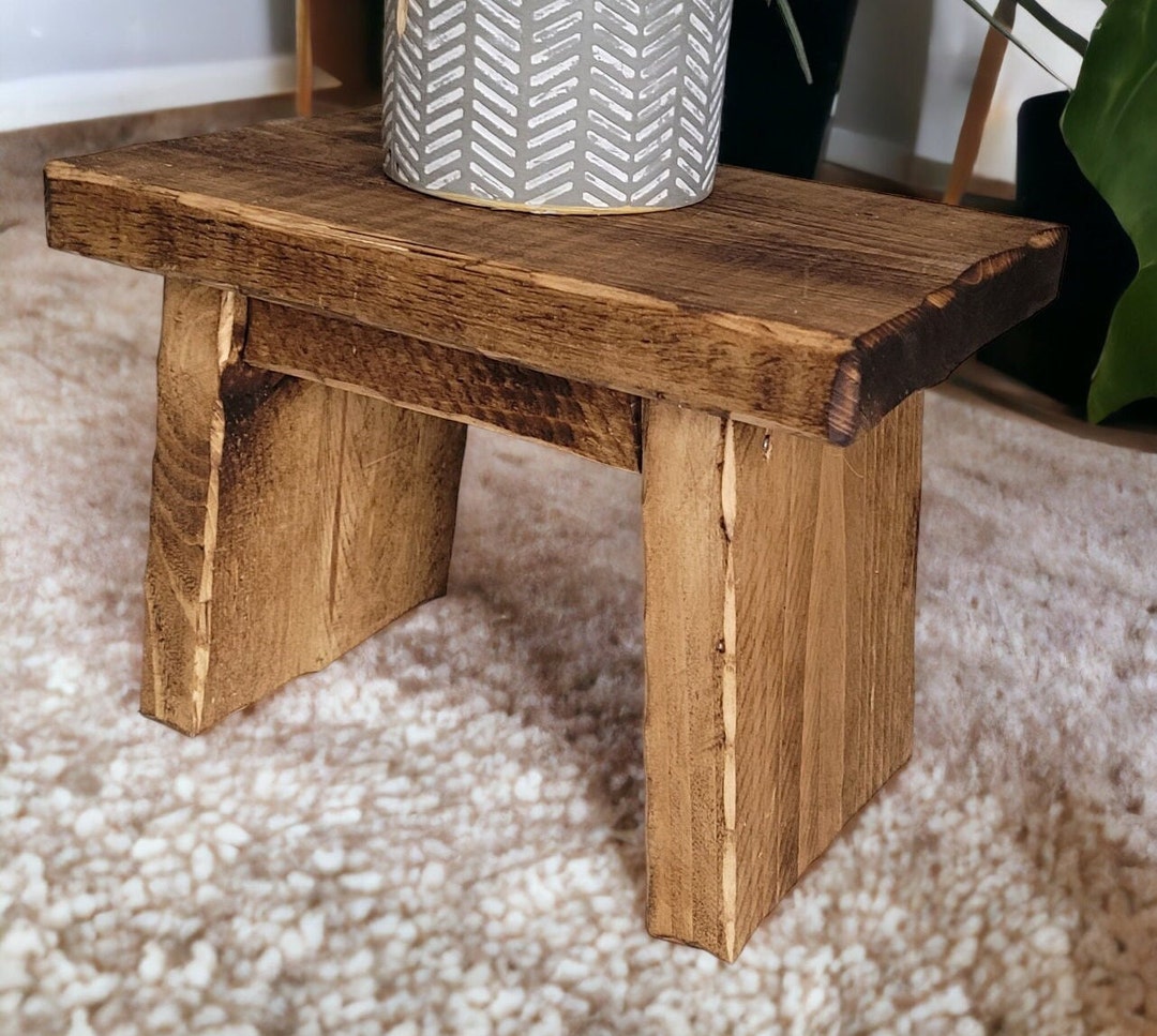 Rustic Wooden Plant Stool: Reclaimed Wood, Farmhouse Decor - Etsy UK
