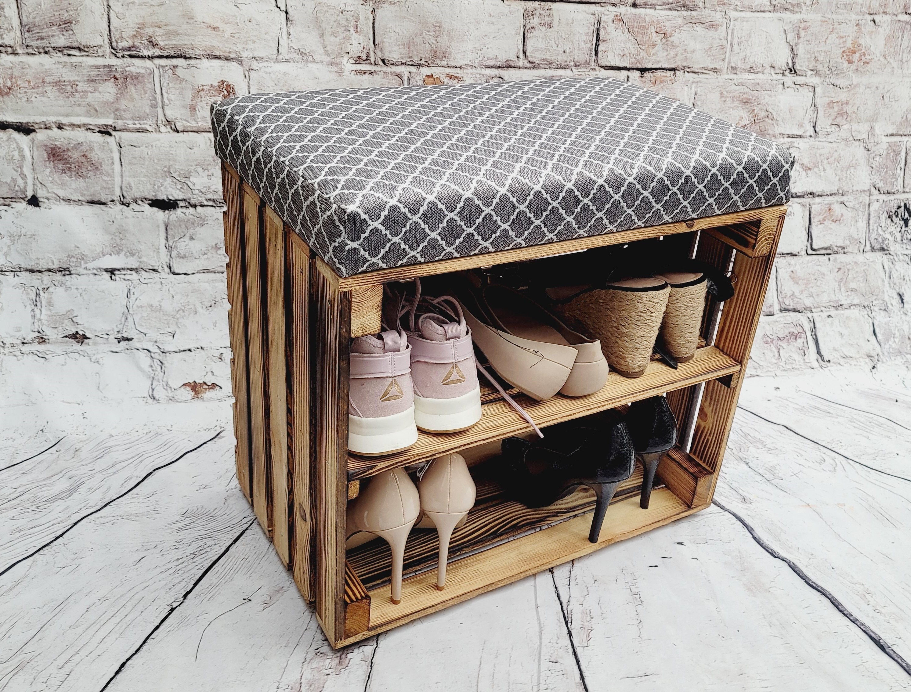 Wooden Crate Bench With Upholstered Seat Apple Crate With Etsy UK