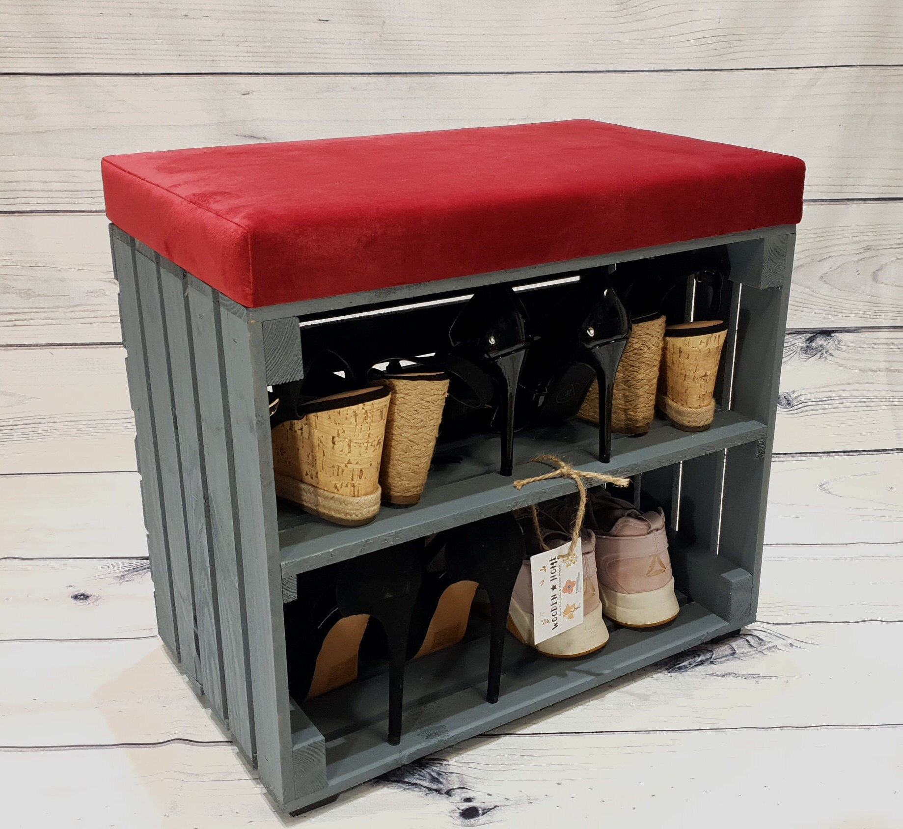 Wooden Crate Bench With Upholstered Seat Apple Crate With Etsy UK