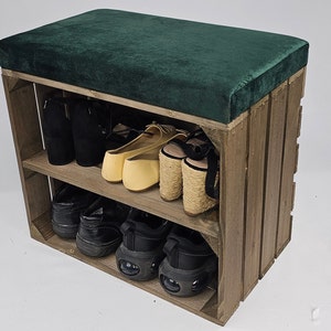 Wooden Crate with Shelf and Upholstered Seat,perfect storage crate,housewarming gift,shoe rack