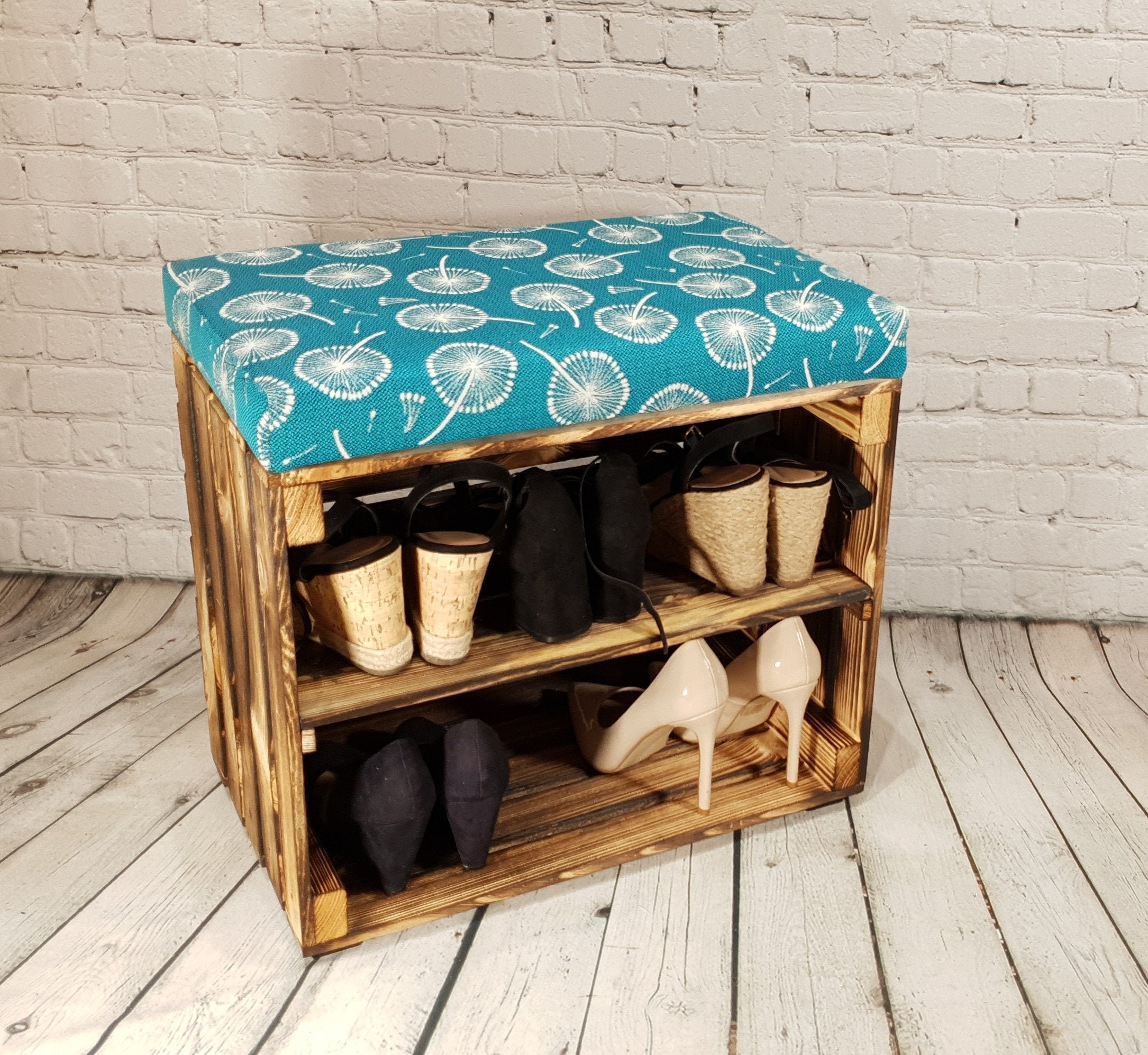Shoe Rack With Seat Shoe Box With Upholstered Seat Shoe Rack Etsy