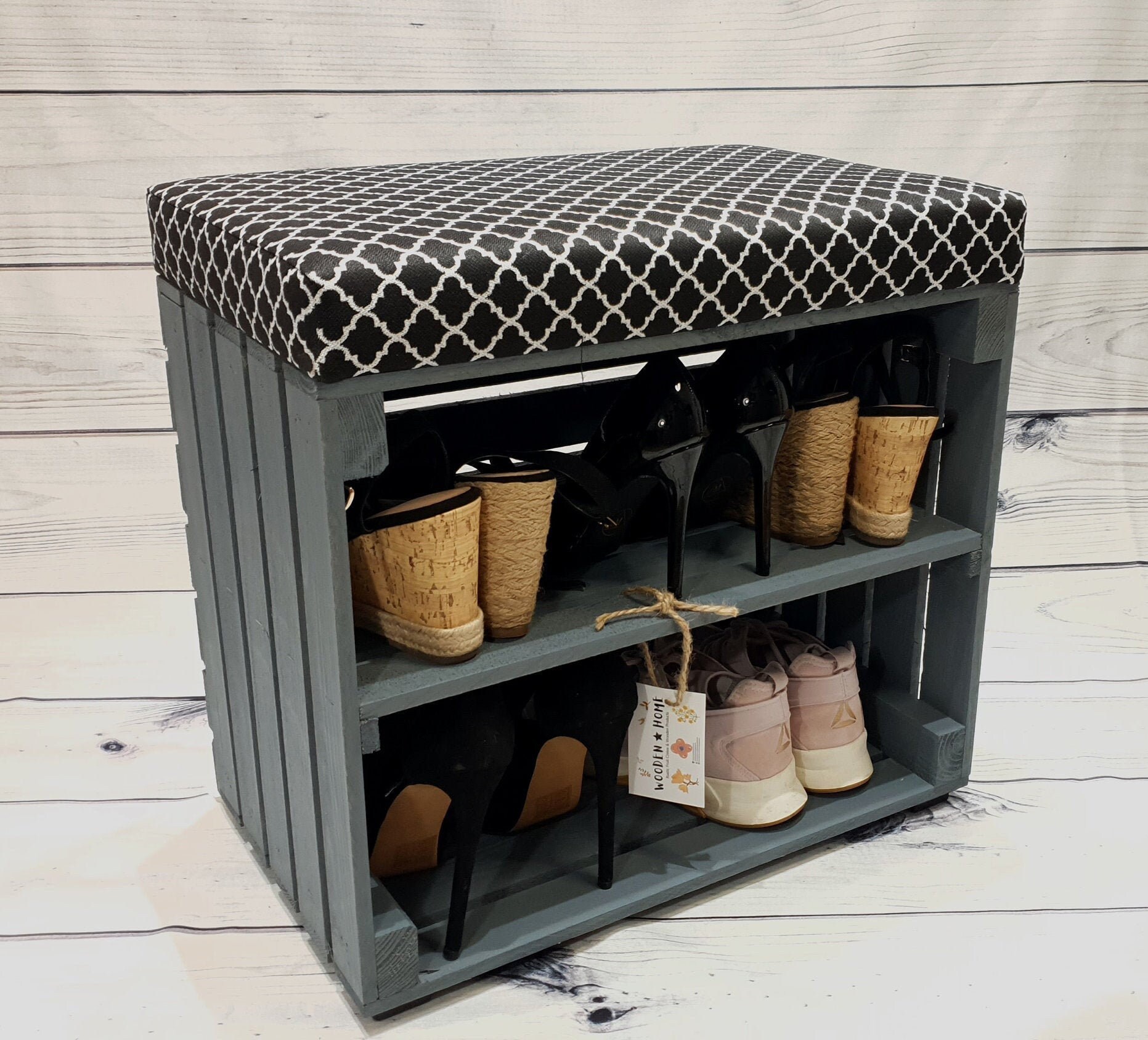 Wooden Crate Bench With Upholstered Seat Apple Crate With Etsy UK