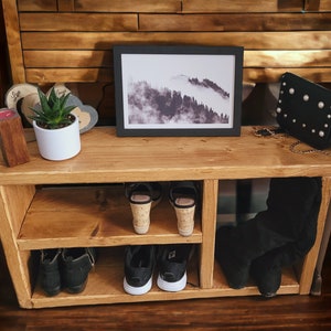 Solid Rustic Shoe Rack| Farmhouse Shoe Storage | Handmade Rustic Bench | Housewarming Gift | Shoe Storage | Antique Pine Wax