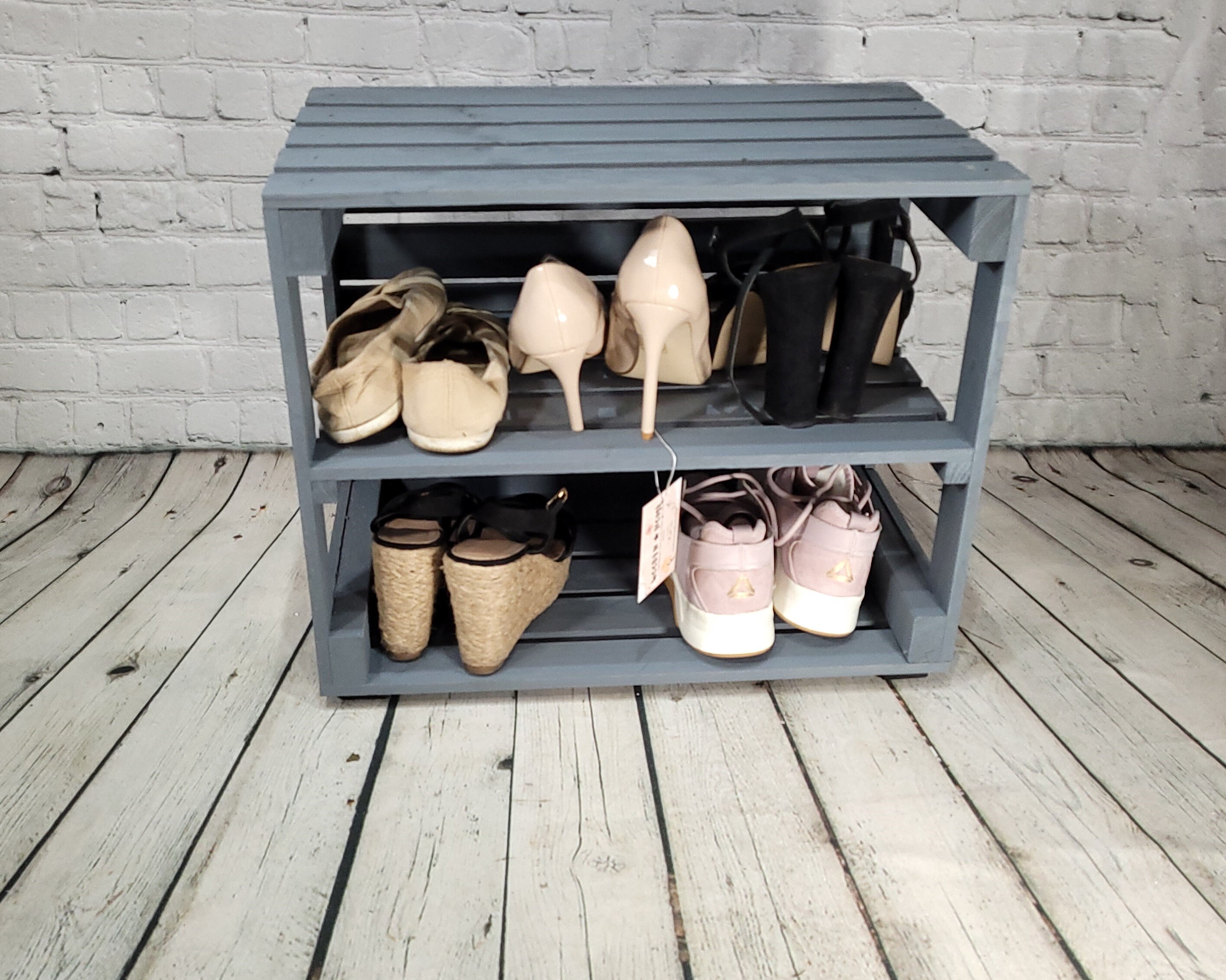 Wooden Crate Shoe Storage Solid & Durable Wooden Rack Apple Etsy