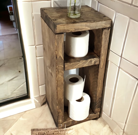 Toilet Paper Stand With Extra Storage, Industrial Toilet Paper Holder, 3  Rolls Free Standing Holder, Espresso Wood Bathroom Storage, Gifts 