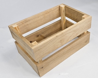 Oak Wooden storage box, Small Solid Oak Wooden Crate with a Smooth Finish."