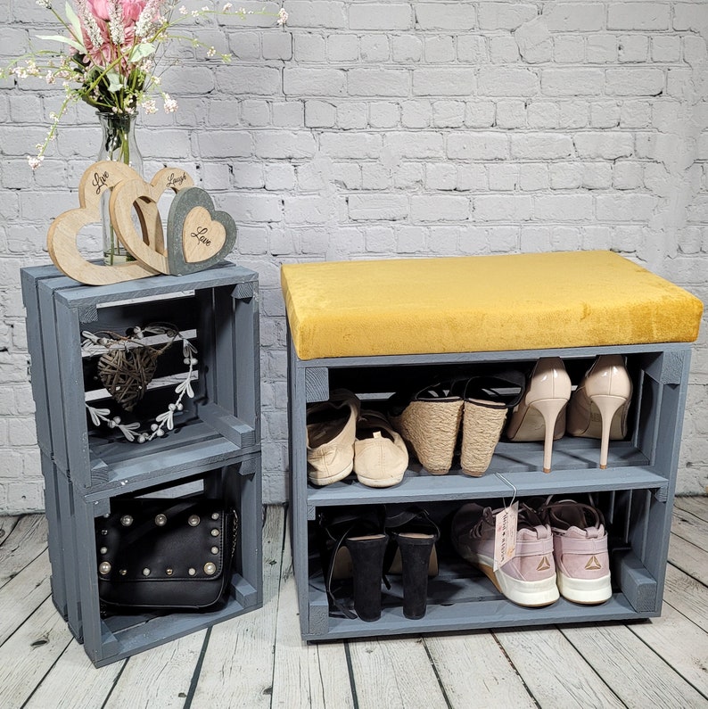 Wooden Crate Bench With Upholstered Seat Apple Crate With Etsy UK