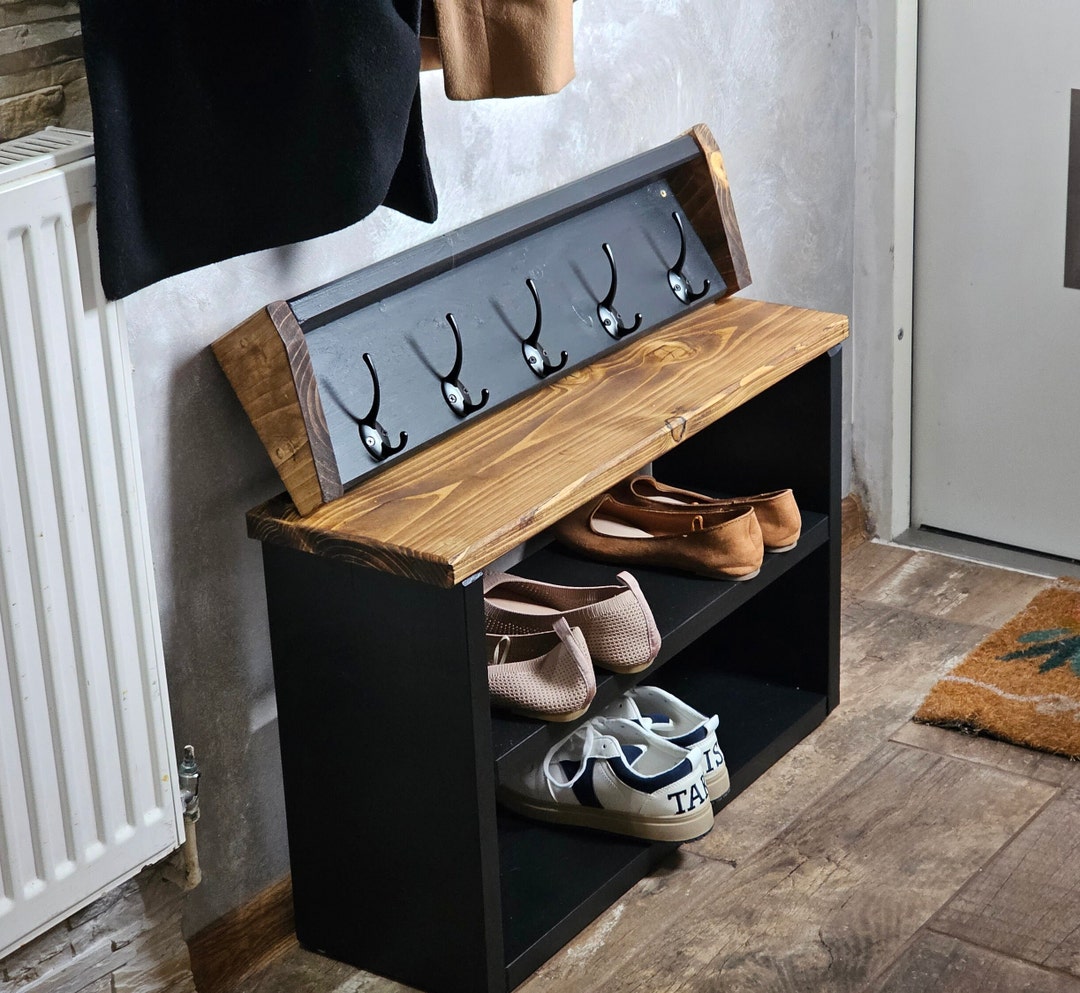 Sturdy Wooden Shoe Rack Entryway Bench With Width From 50cm to 120cm available in 18 Colours Etsy