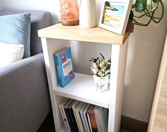 Small Solid Wood Bookcase: Narrow Standing Shelf, 25 Colors