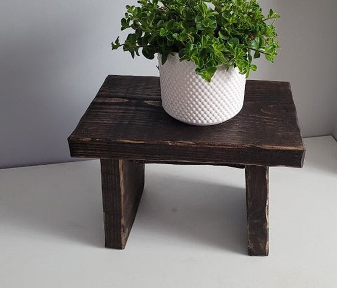Rustic Wooden Plant Stool: Farmhouse Decor, Reclaimed Wood - Etsy UK