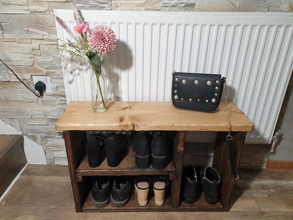 Solid Rustic Shoe Rack Farmhouse Shoe Storage Handmade Rustic