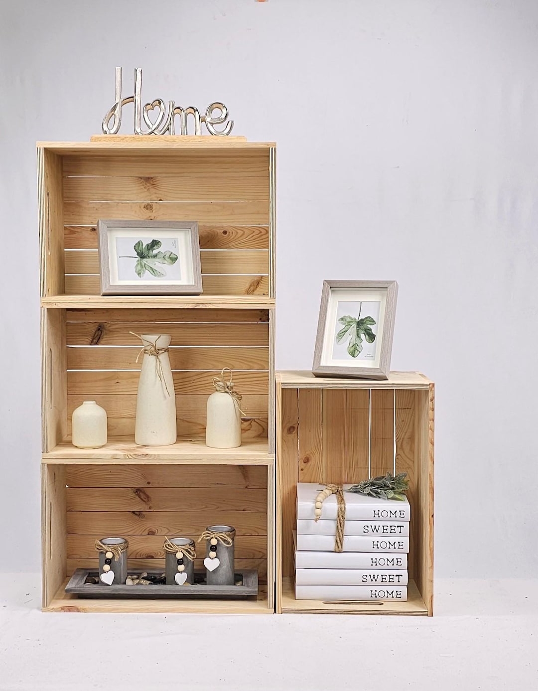 Large Wooden Storage Solid Crate 45cm With Handles | Rustic Pine