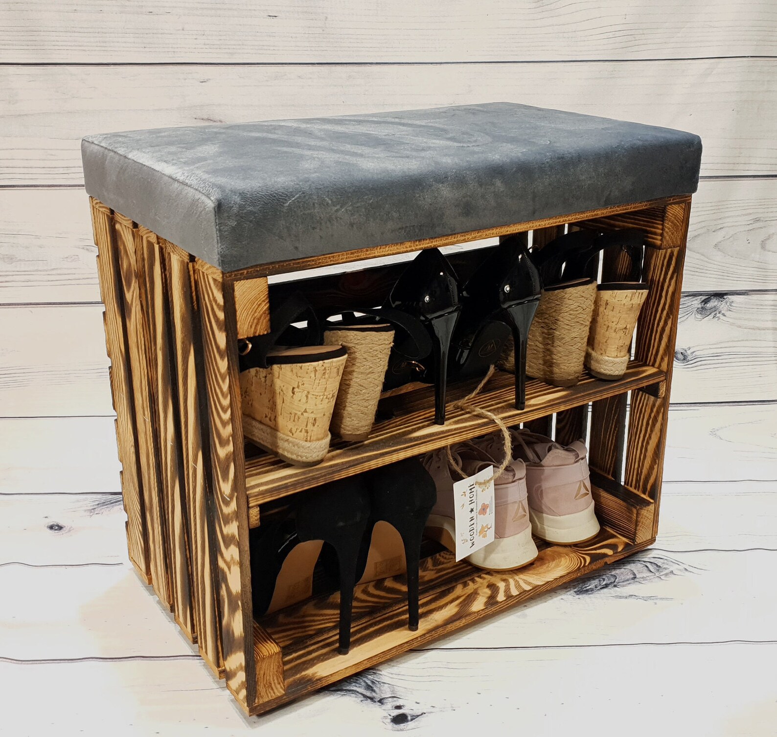 Wooden Crate Bench With Upholstered Seat Apple Crate With Etsy UK