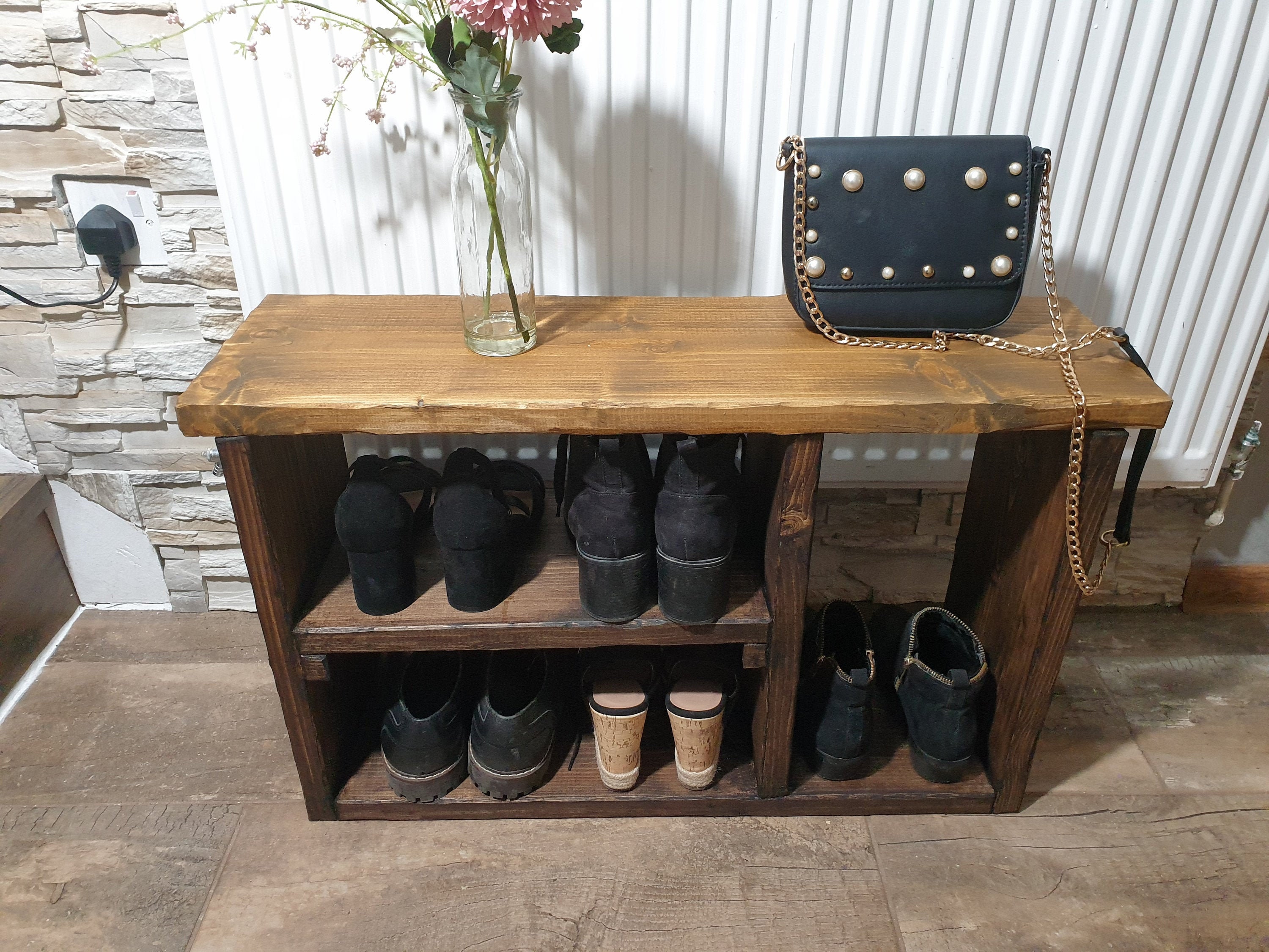 Solid Rustic Shoe Rack Farmhouse Shoe Storage Handmade Etsy UK