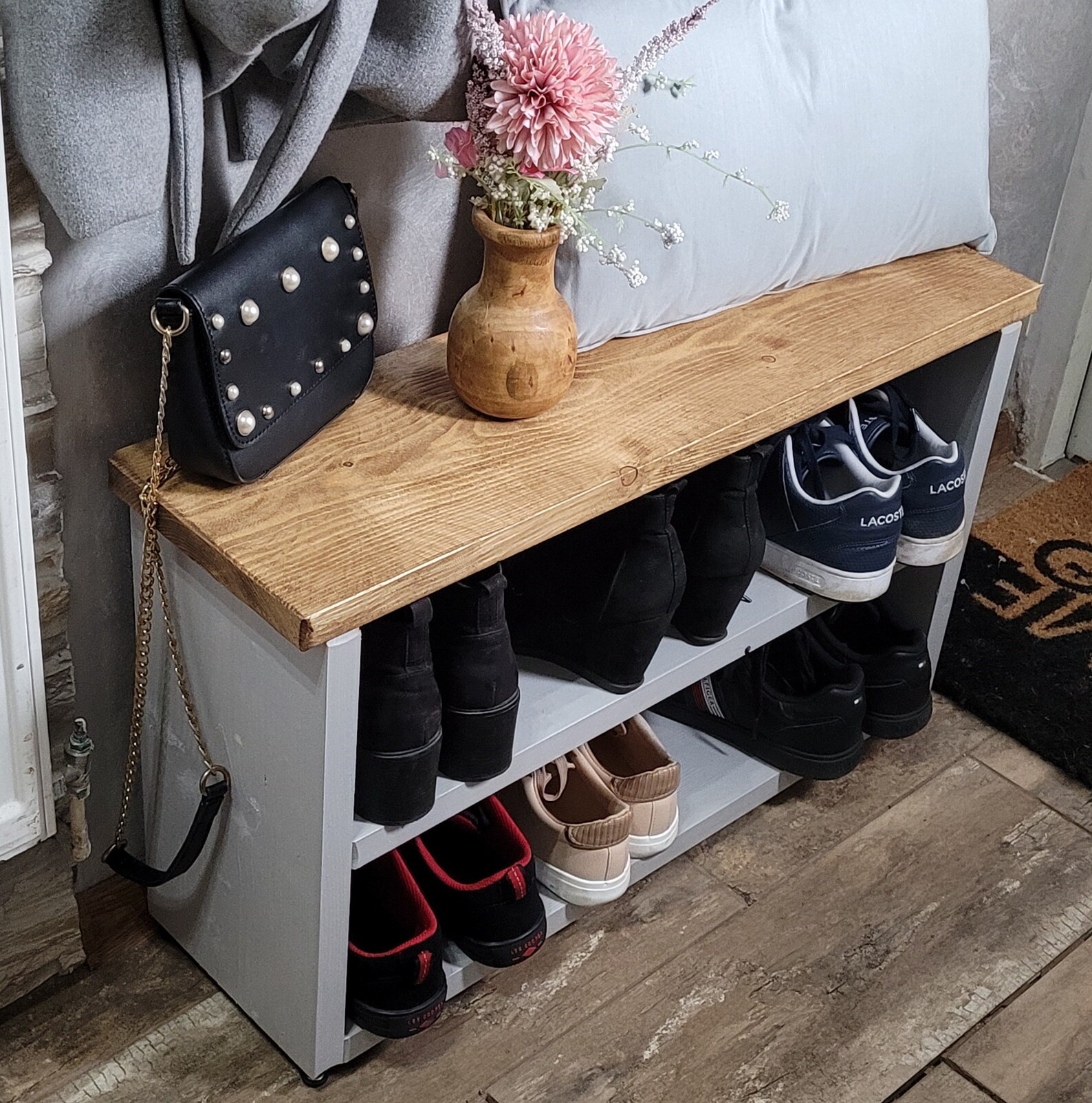 Bespoke Solid Rustic Shoe Rack Farmhouse Shoe Storage Etsy UK