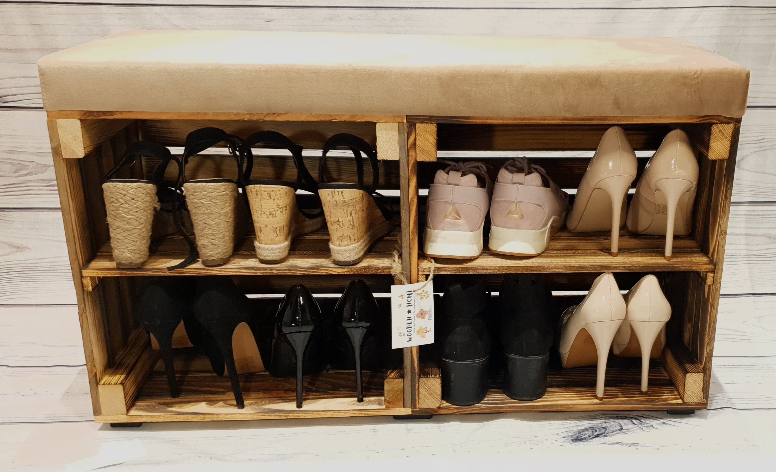Wooden Crates 80 cm shoe rack storage with Seat shoe storage Etsy