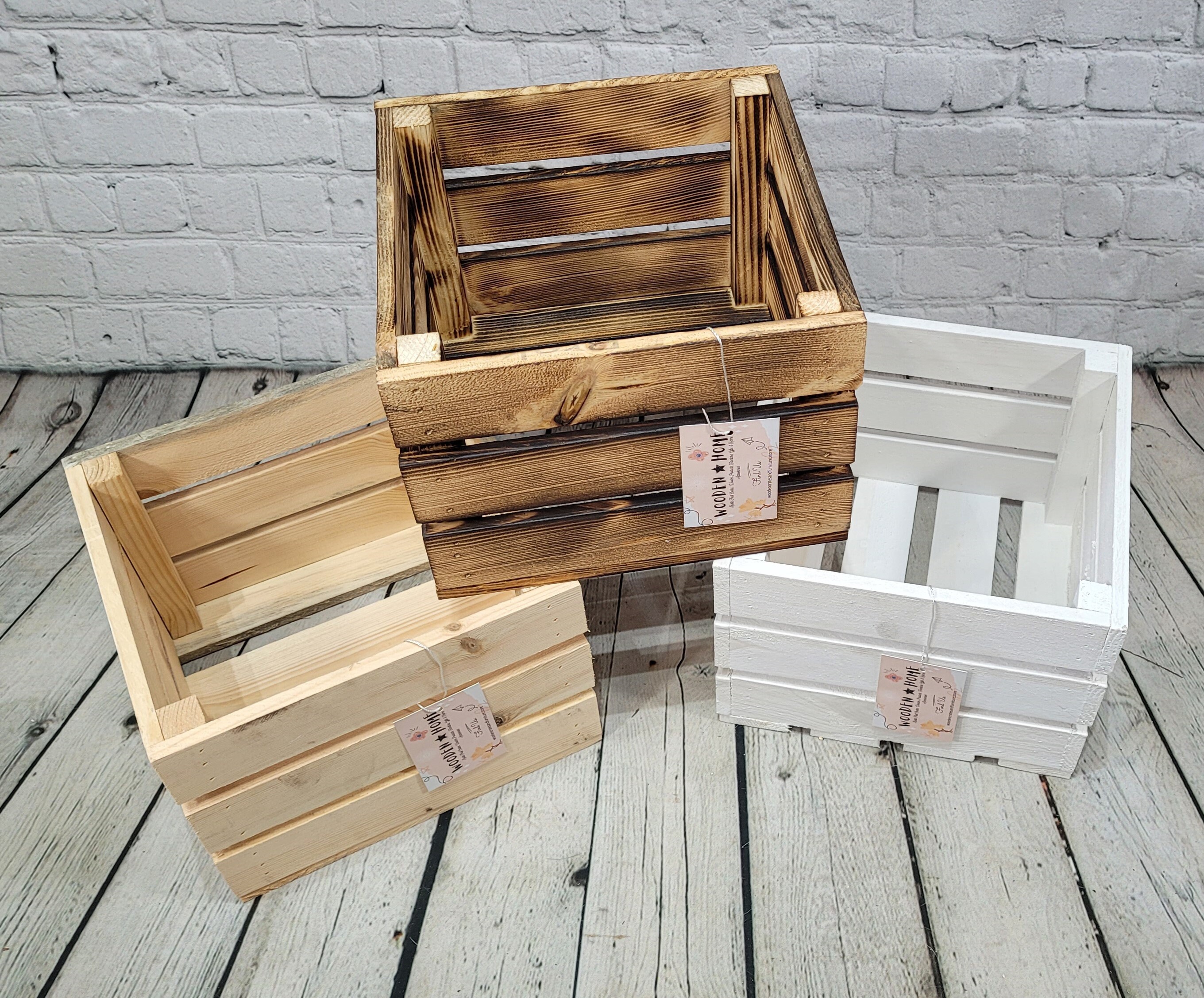 Small Wooden Box Wooden Crate Storage Box Rustic Stained Etsy UK