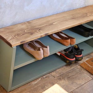 Solid Bespoke Farmhouse Shoe Rack Bench, Coat Rack or set-perfect for Housewarming Gift image 8