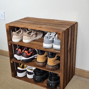 Tall Rustic Wooden Crate with Shelf: Narrow Bedside Table W50cmxD30cmxH50cm
