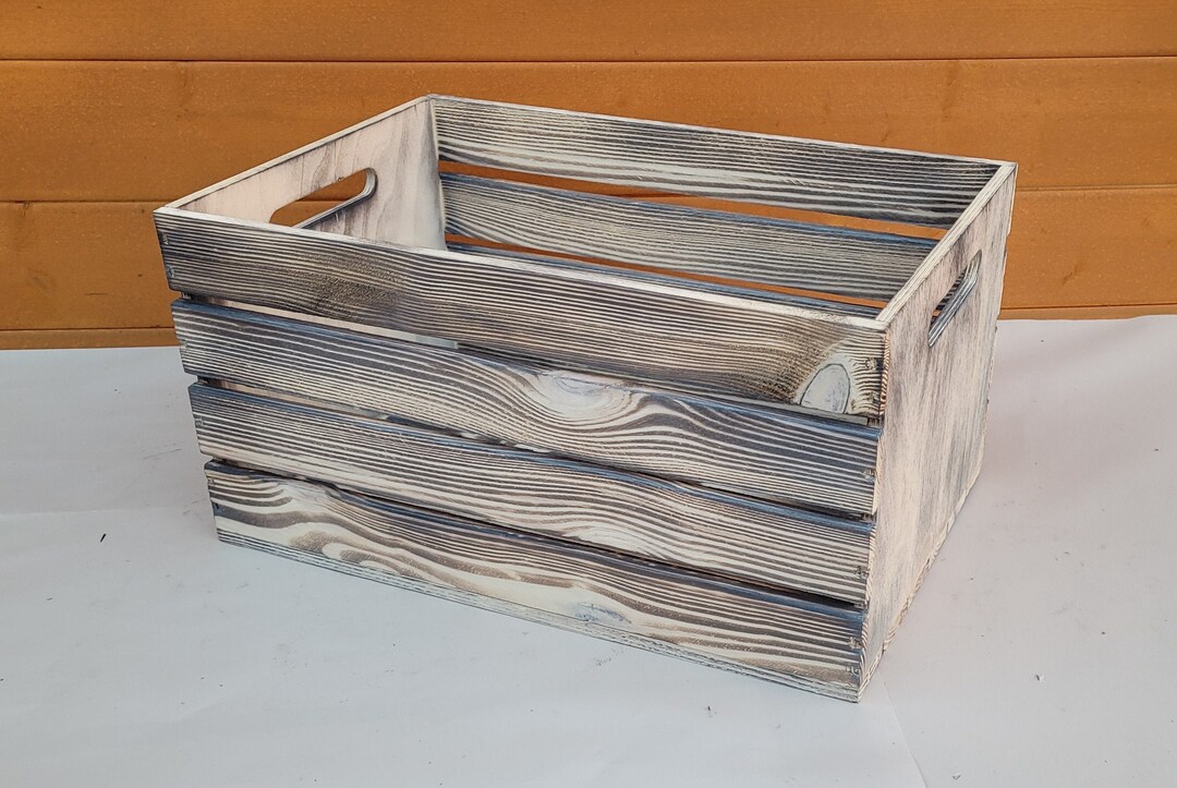 Rustic Farmhouse Wooden Crate With Handles | Large Storage & Display ...