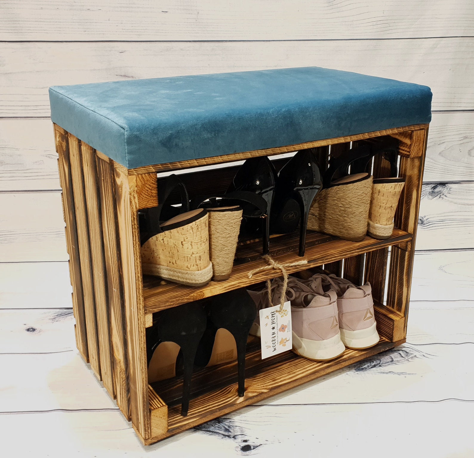 Wooden Crate Bench With Upholstered Seat Apple Crate With Etsy UK